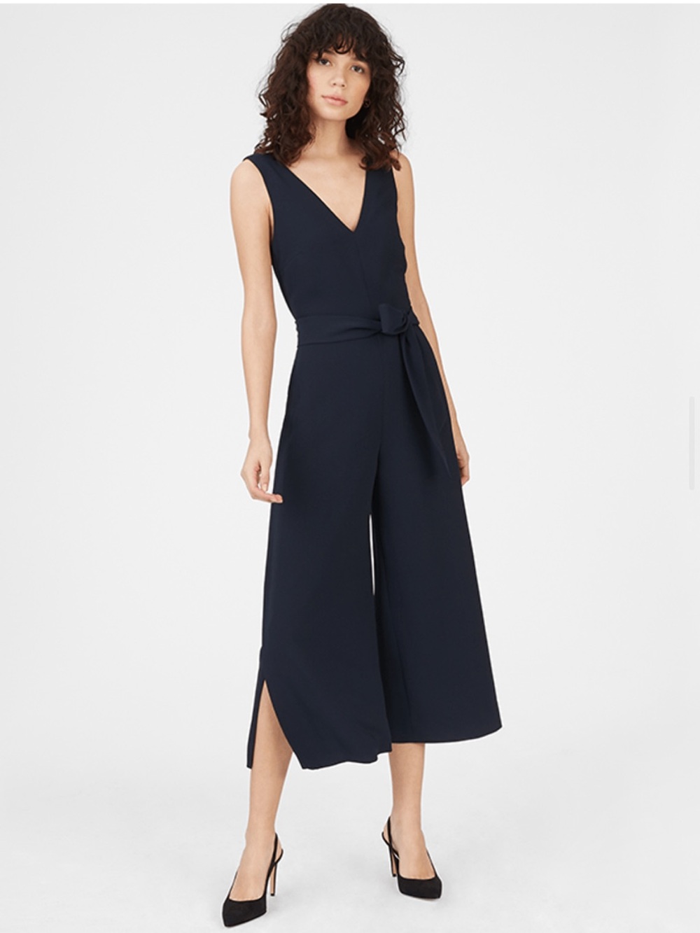 CLUB MONACO Tie Back V-Neck Jumpsuit Navy Size 10